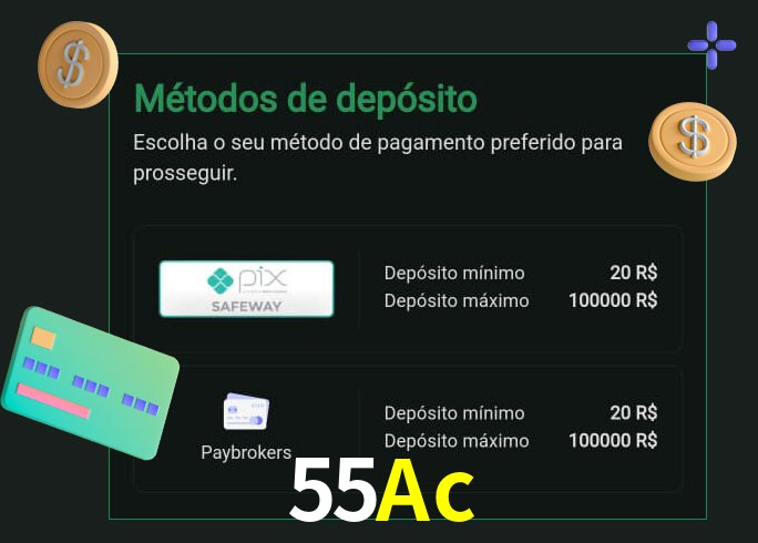 O cassino 55Ac oferece uma grande variedade de métodos de pagamento
